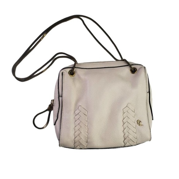 Elliott Lucca Snake Chain Leather Purse Beige Ivory Zip Top Bag - Picture 2 of 9